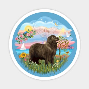 "Cloud Angel", A Rainbow Bridge Design Featuring a Newfoundland Magnet